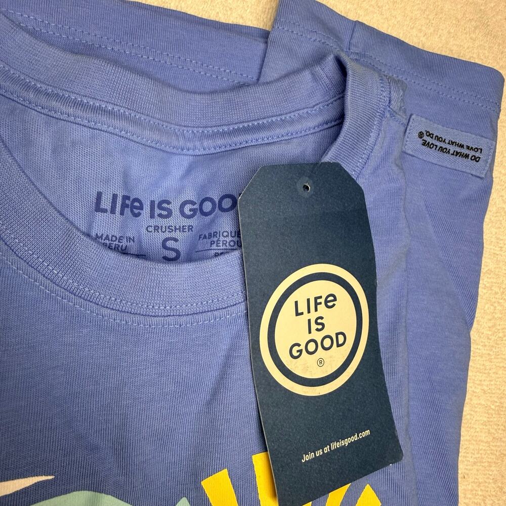 Life Is Good Women's Waveheart Crusher T-Shirt Blue Size Small100% Cotton - Picture 2 of 4